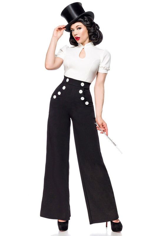 Vintage high-waisted trousers with white buttons
