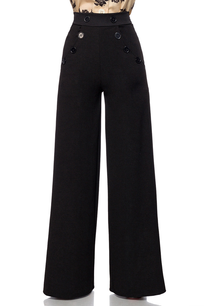 Vintage hoge taille broek zwart