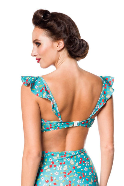 Vintage retro bikini top with cherry pattern