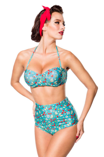 Vintage retro bikini top with cherry pattern