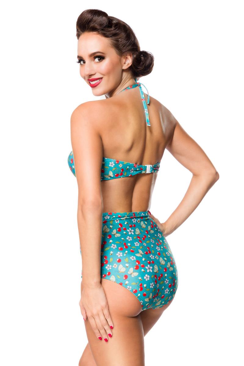 Vintage retro bikini top with cherry pattern