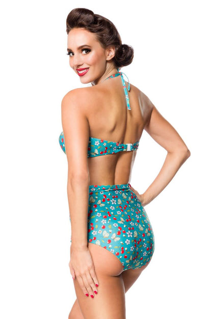 Vintage retro bikini top with cherry pattern