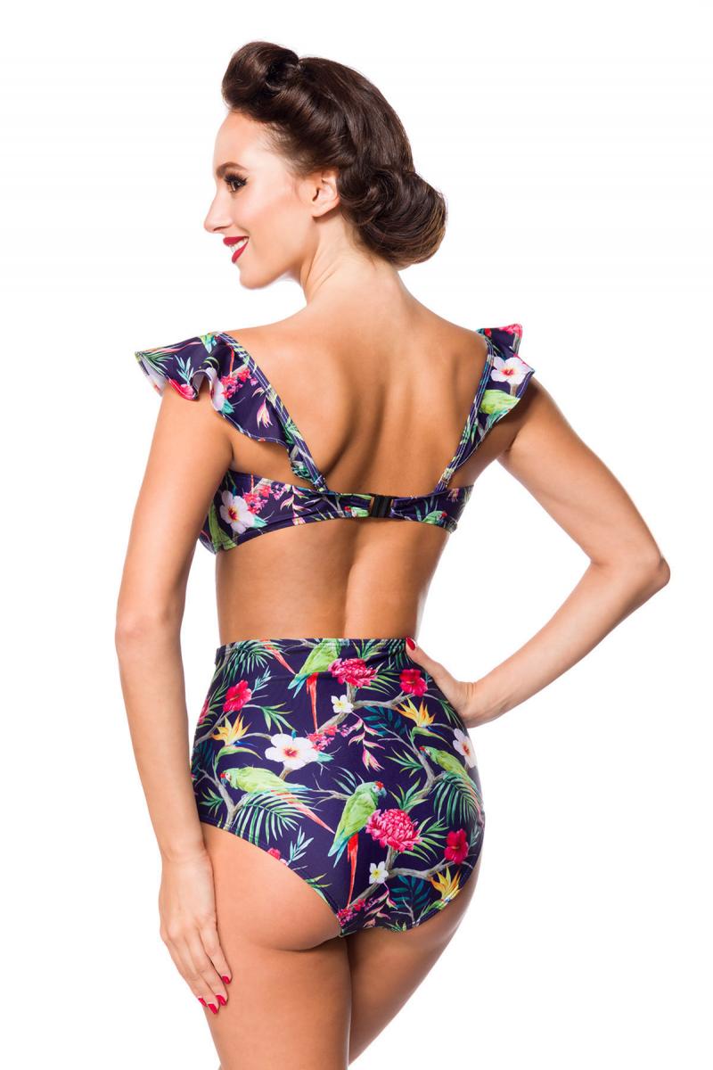 Vintage retro bikini top met tropical pattern