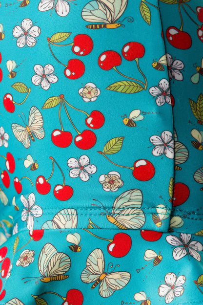 Vintage retro zwembroek met ruches cherry