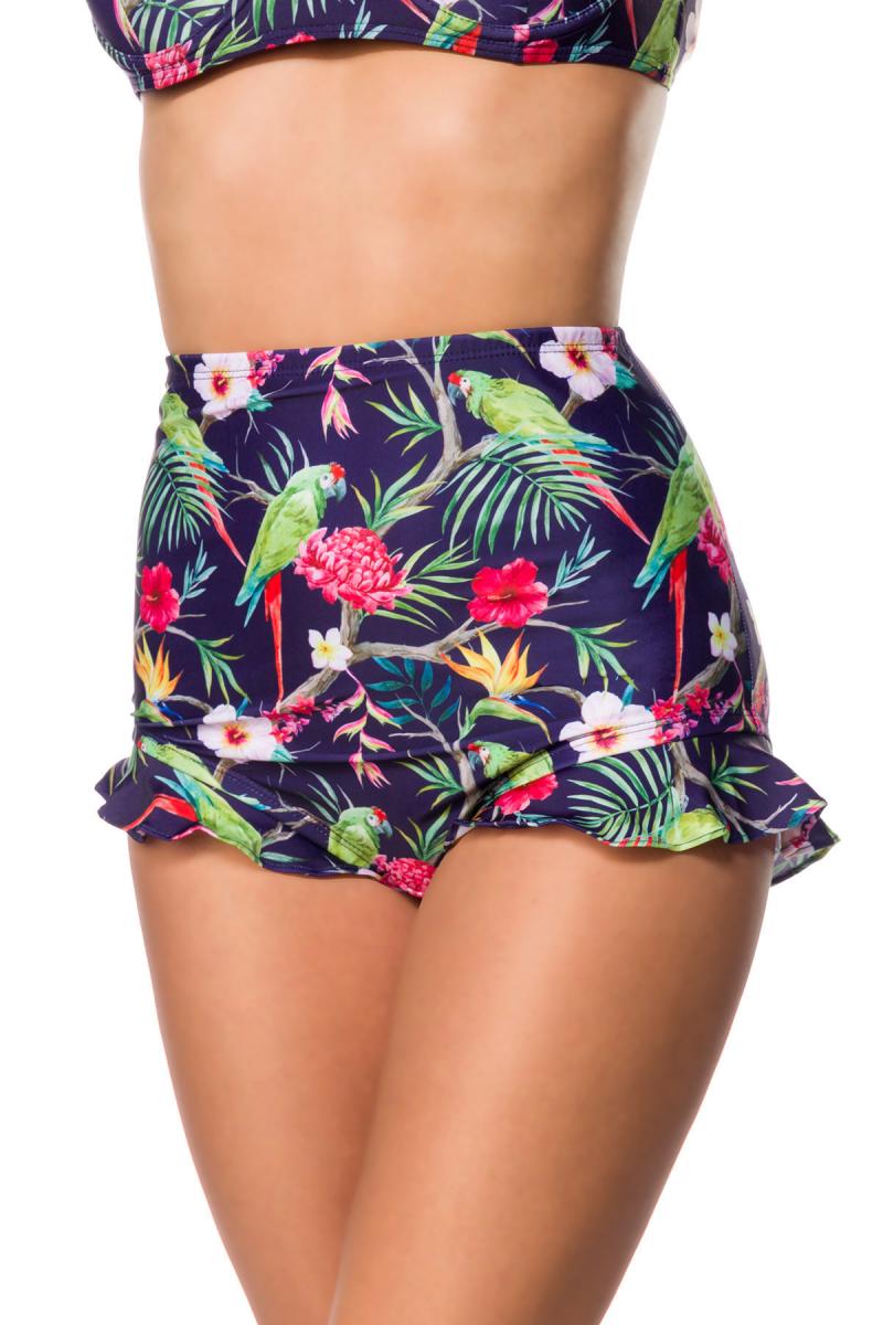 Vintage retro swim trunks with ruffles tropical