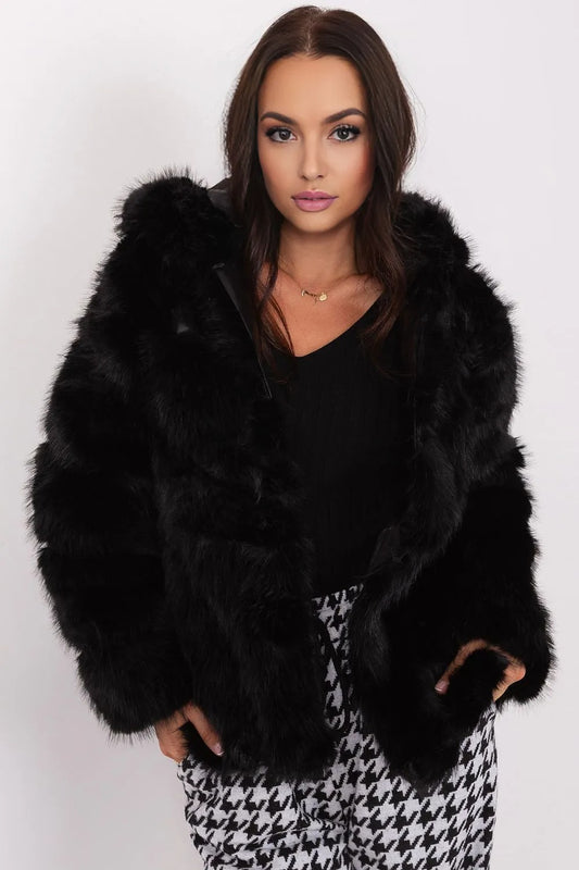 Louvre Noir Faux Fur Coat