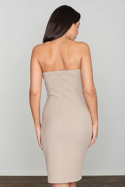 Bandeau bow cocktailjurk beige