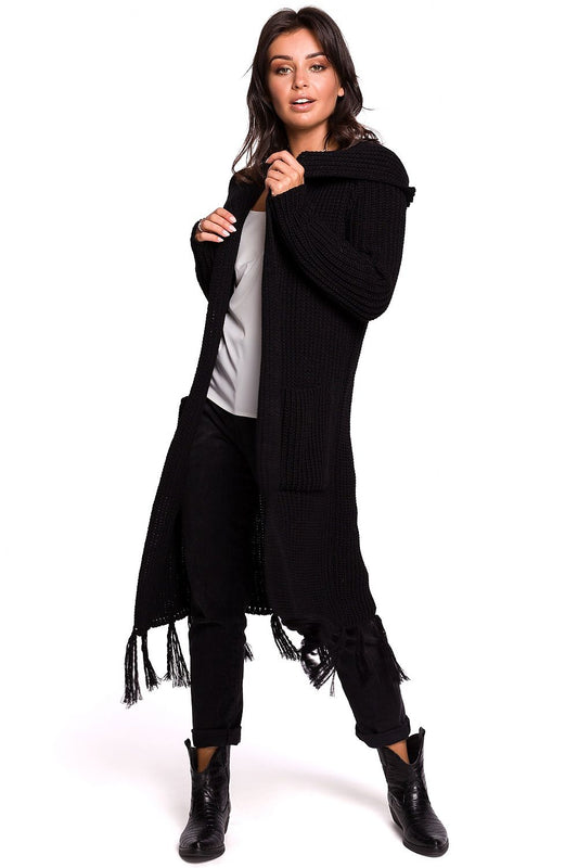 Bohemian lang gebreide vest zwart