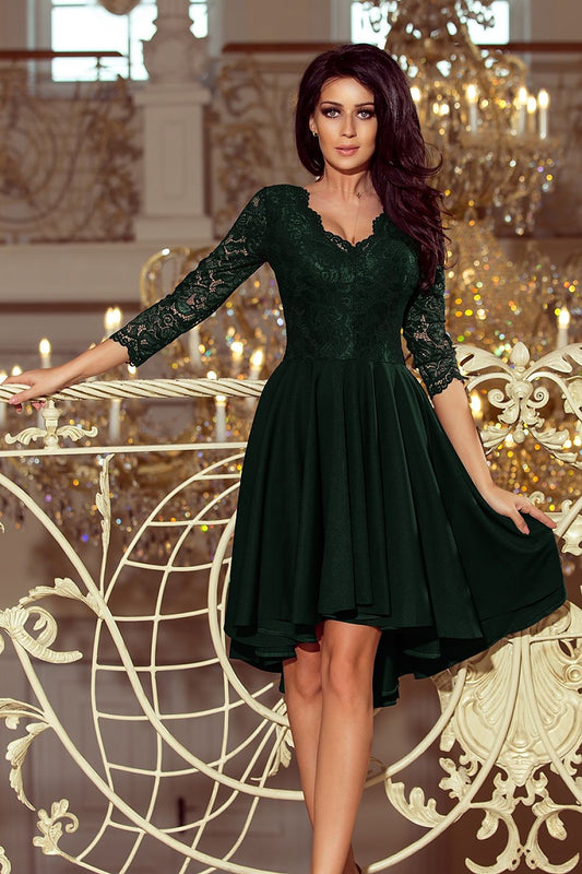 Cocktail mullet dress with green lace