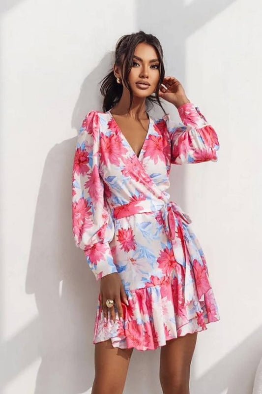 Boho Bloom Mini Wrap Jurk