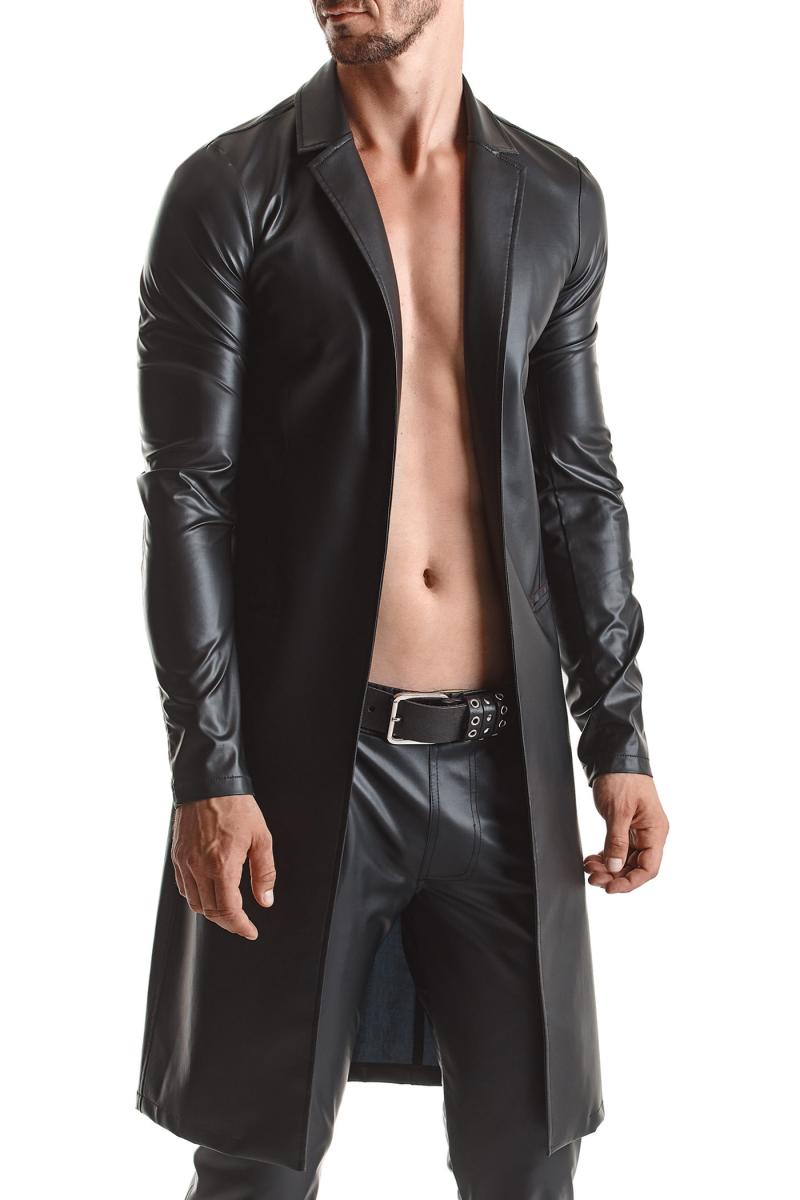 Langer Wetlook-Mantel für Herren