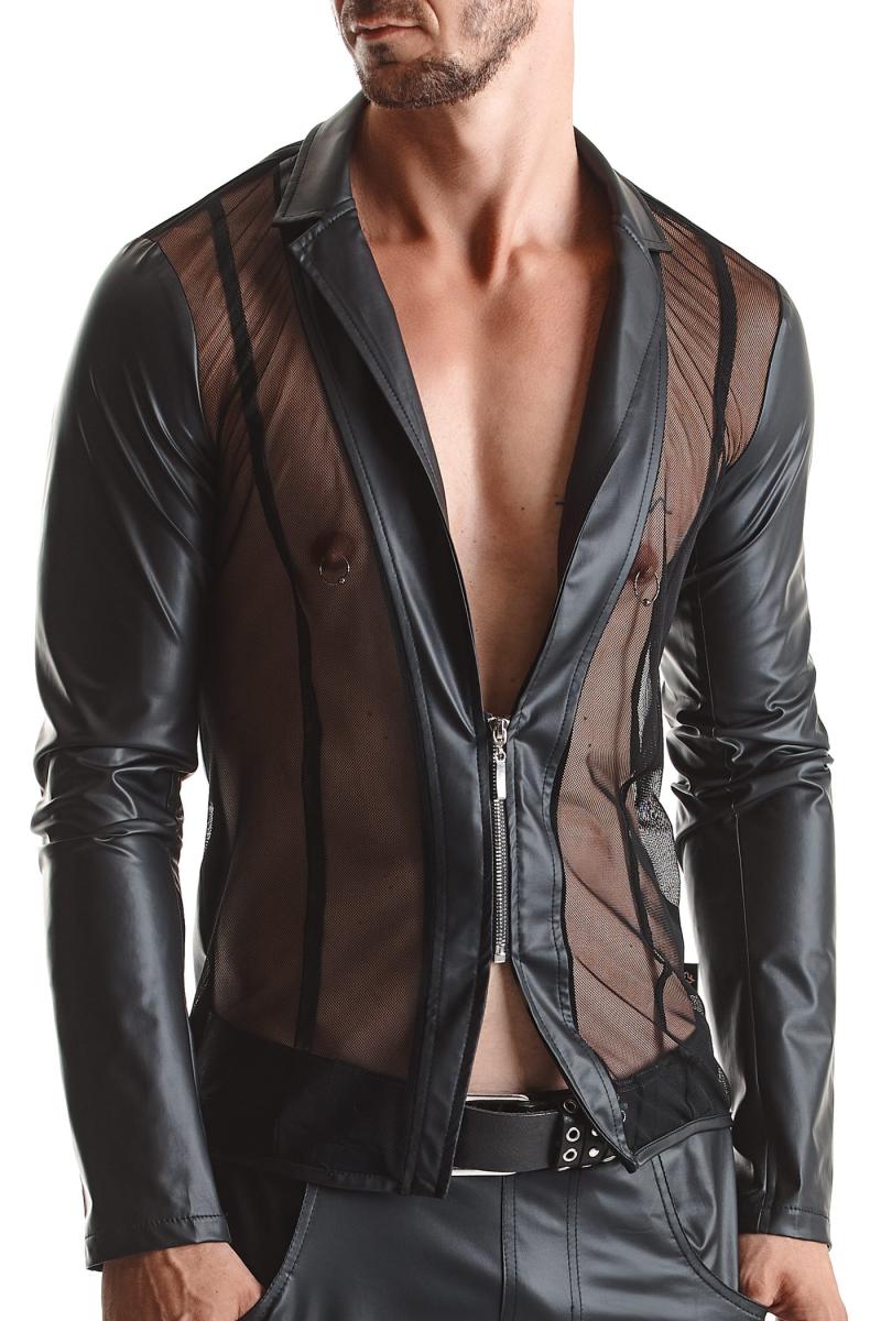 Men's mesh and wetlook jacket