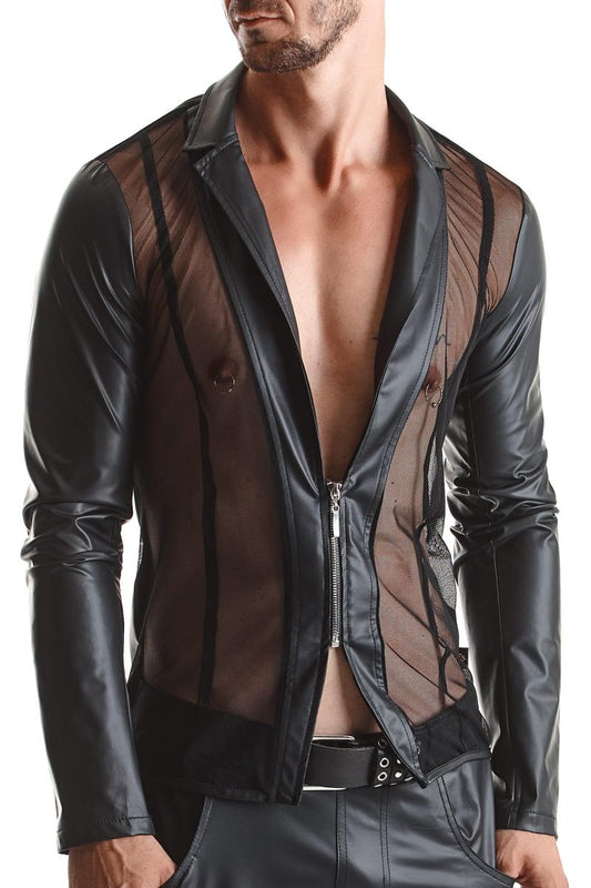 Men's mesh and wetlook jacket