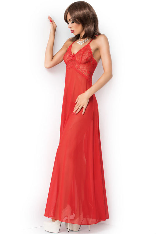 Langes Babydoll mit Schlitz rot