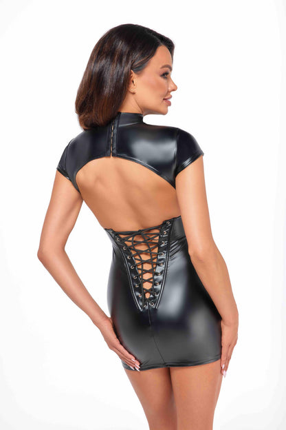 Libido Wetlook-Kleid mit Schnürverschluss