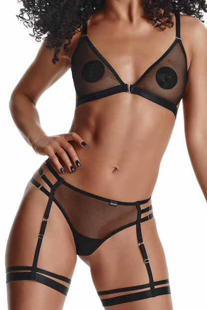 Netz-BH mit Strapsstring Lady