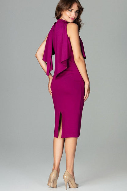 Midi-length sleeveless sheath dress fuchsia