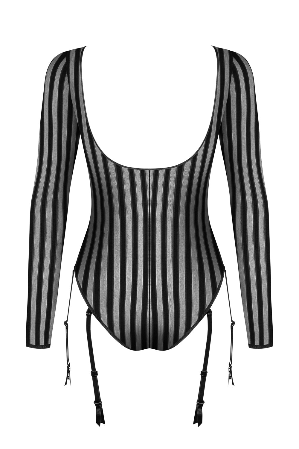 Petite Noir striped tulle bodysuit