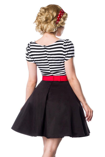 Retro swing dress with short puff sleeves in black