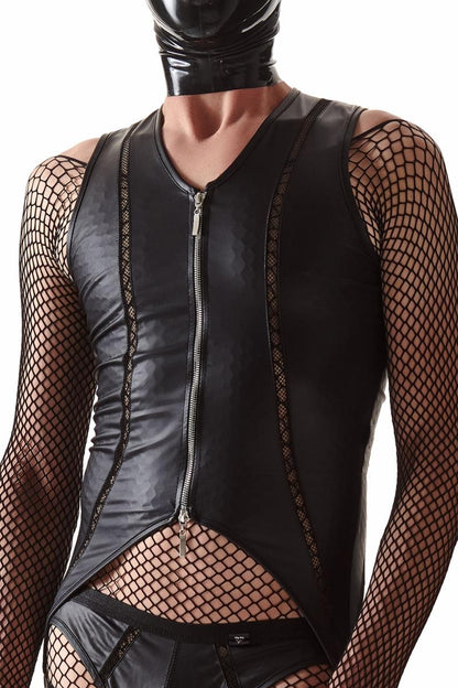 RFP Crossdresser-Bodysuit im Wetlook und Netzstoff