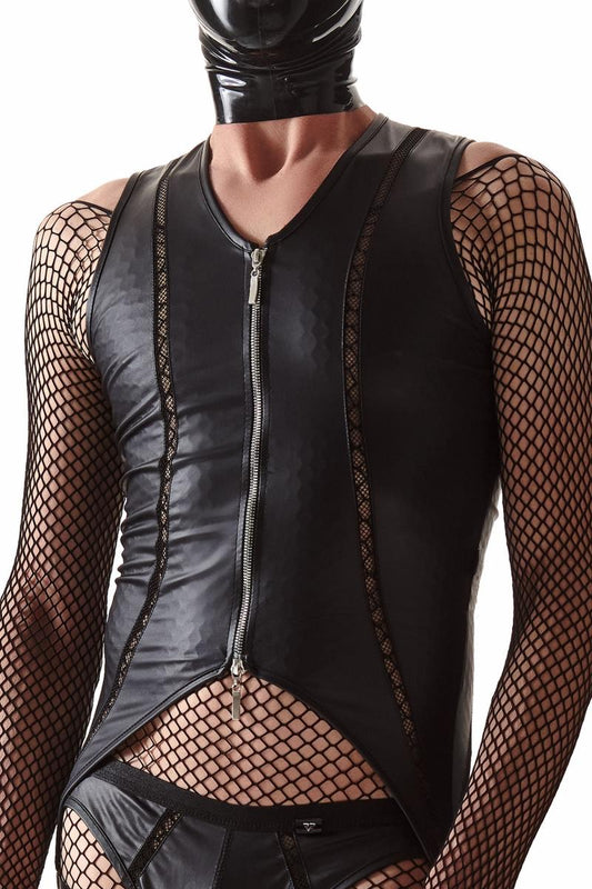 RFP Crossdresser-Bodysuit im Wetlook und Netzstoff