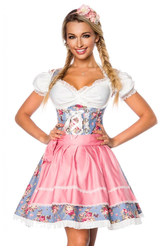 Sexy underbust Dirndl dress blue-pink