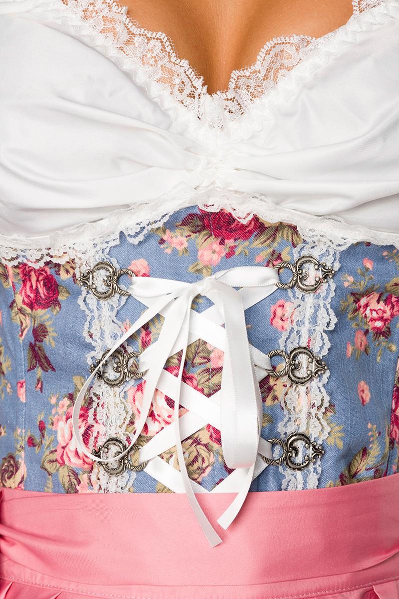 Sexy underbust Dirndl dress blue-pink