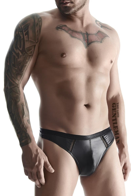 Sexy Wetlook Herren Big Boss String Schwarz