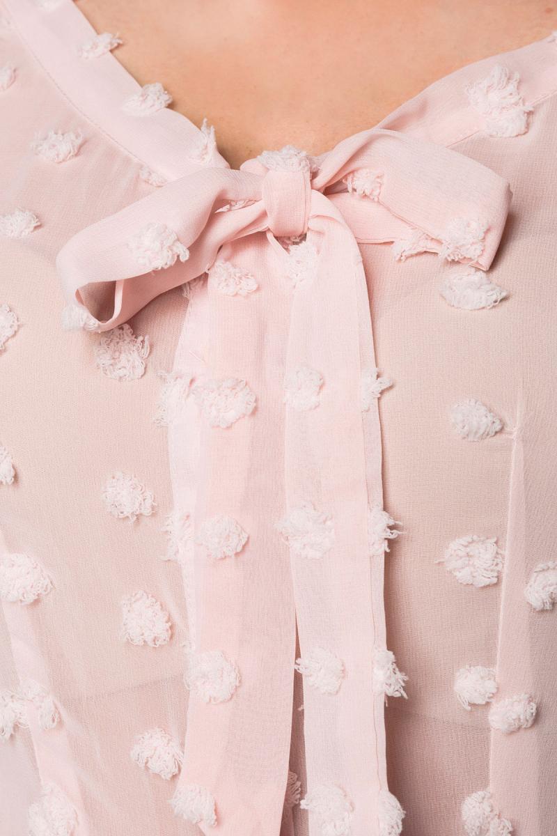 Vintage transparente Bluse mit rosa Schleife