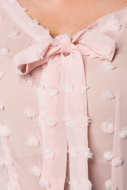 Vintage transparente Bluse mit rosa Schleife