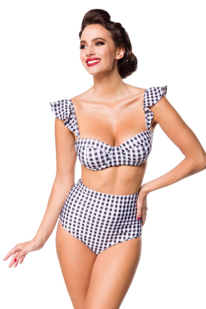 Vintage retro bikini top met gingham pattern