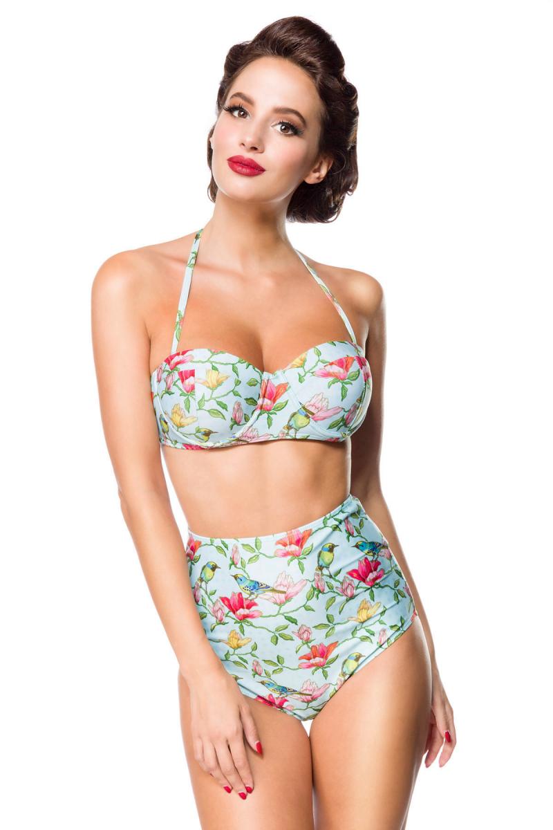 Vintage retro bikini top with bloemen pattern