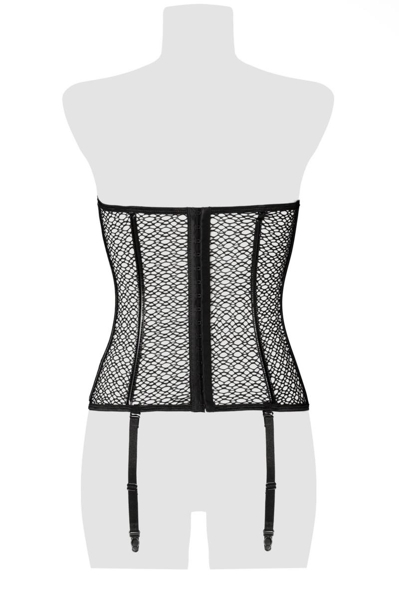 Bloemvormige lederlook en mesh corset