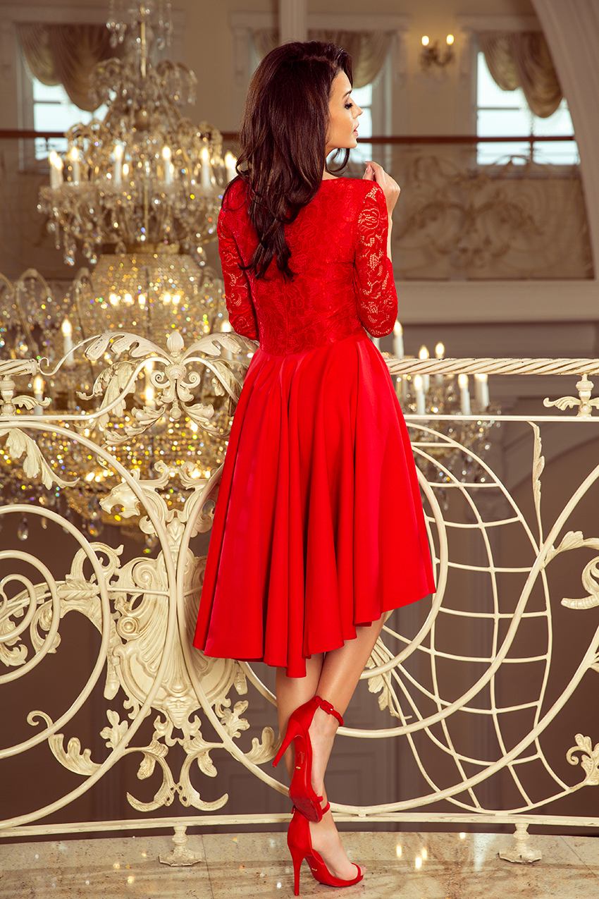 Cocktail mullet jurk met kanten rood