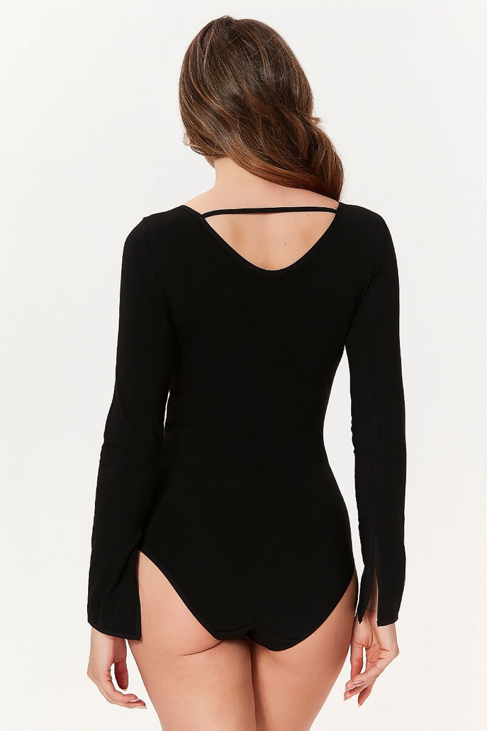 Elegant elastisch katoen bodysuit zwart