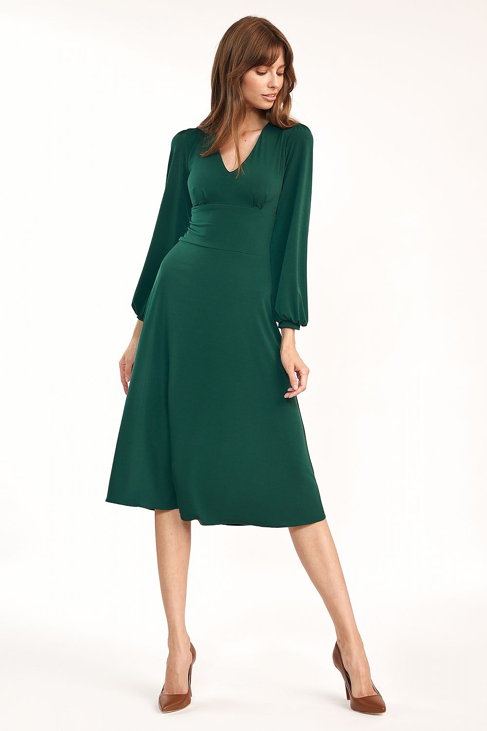 Klassieke midi-lengte jurk groen