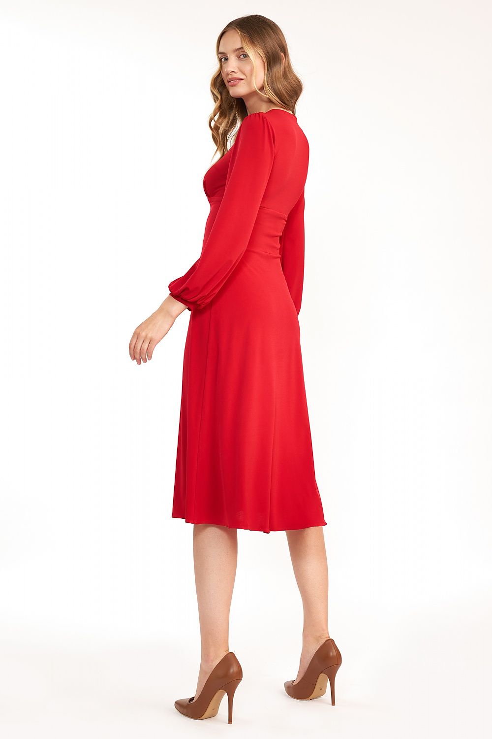 Klassieke midi-lengte jurk rood