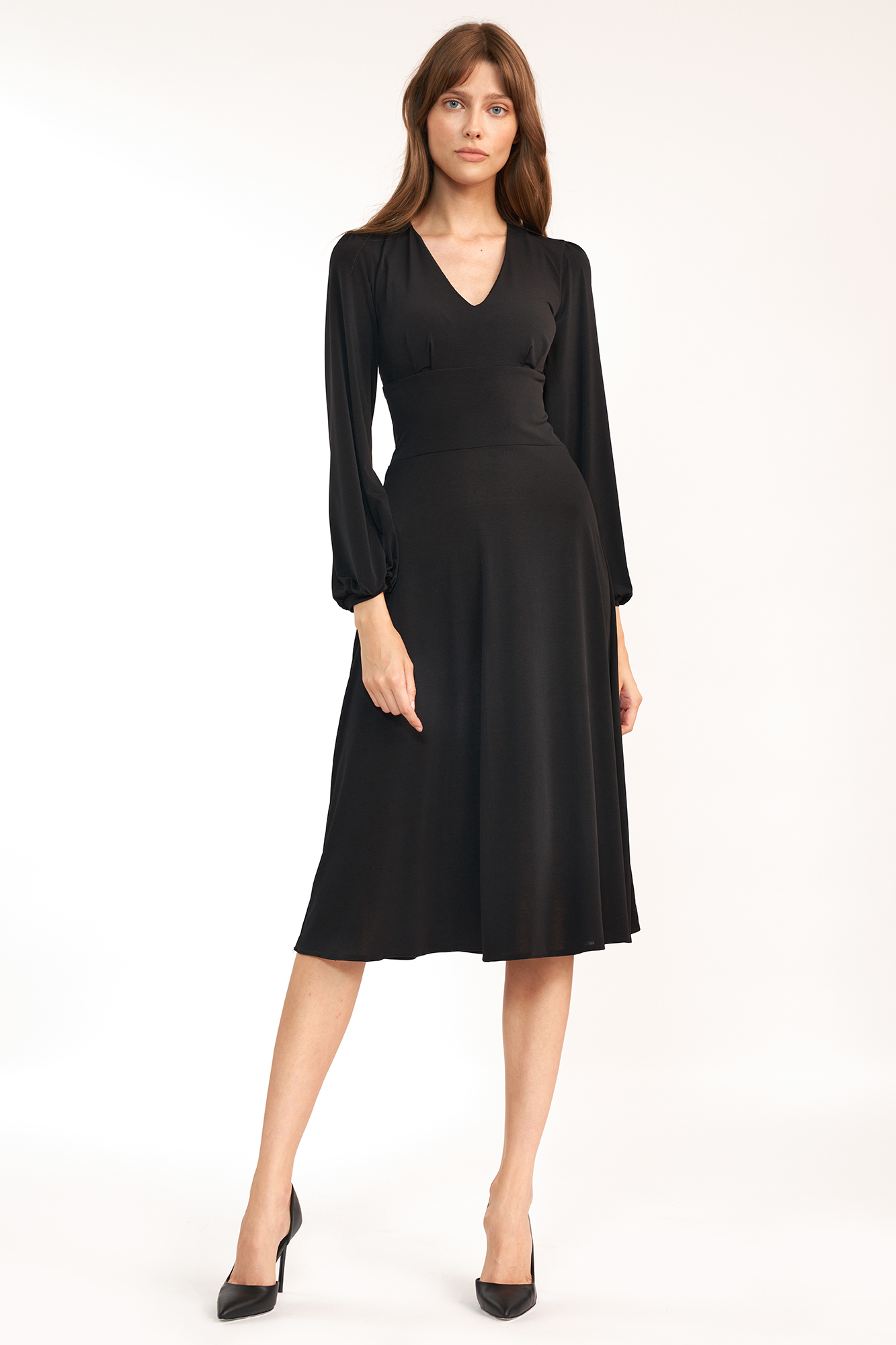 Klassieke midi-lengte jurk zwart