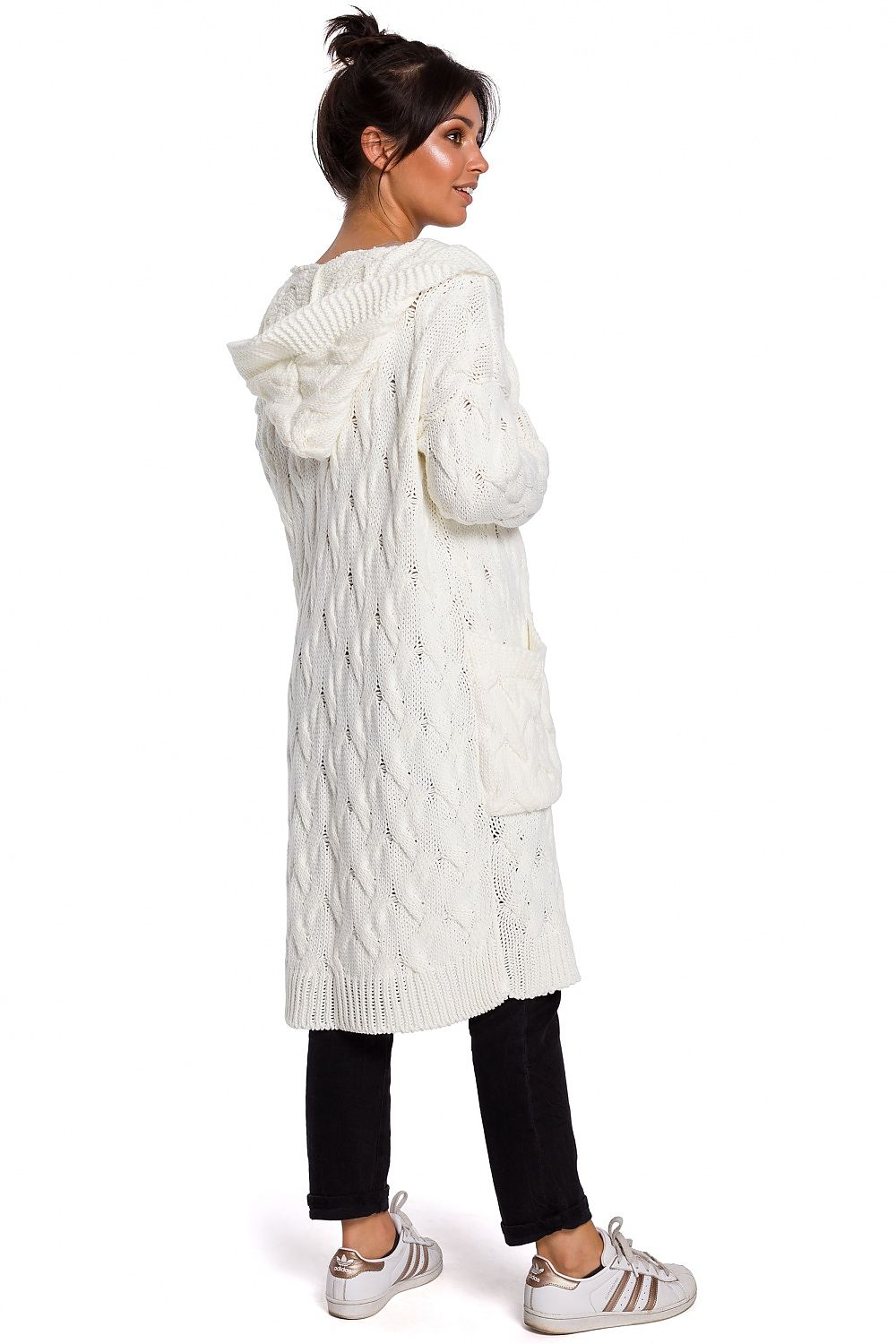 Gebreid lang vest voor vrouwen Gebreide alpaca trui jas met zakken Gebreide maxi jas met knopen Gebreid alpaca vest Kleding Dameskleding Sweaters Vesten 