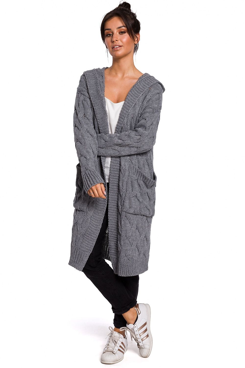 Verrassend Long knitted cardigan with hood, long cardigan, knitted cardigans NQ-63