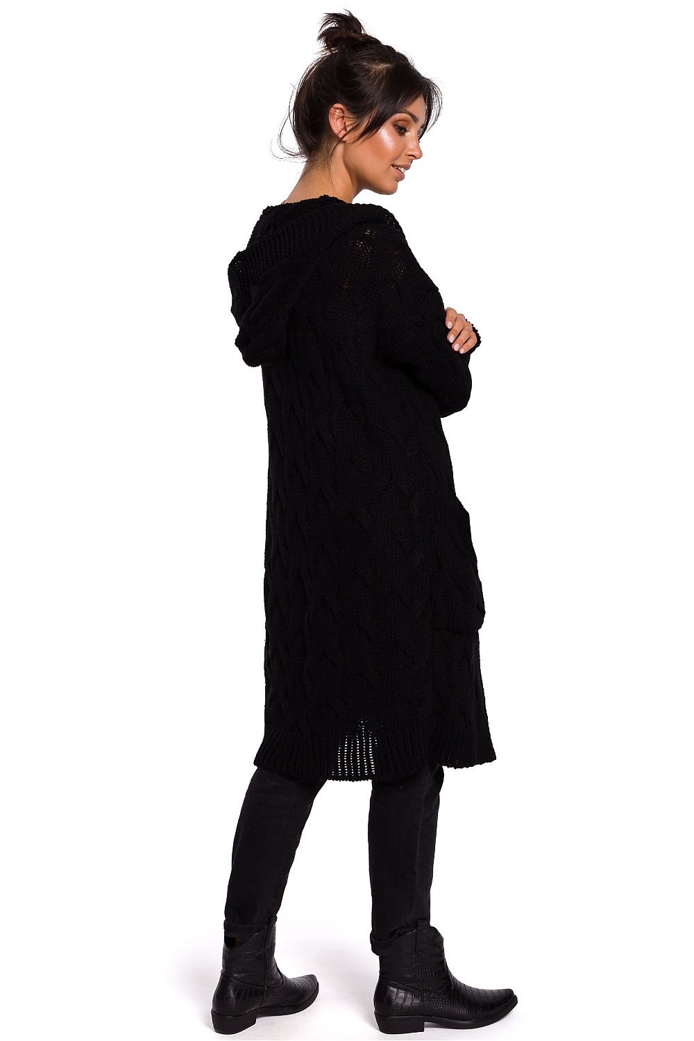 Hedendaags Long knitted cardigan with hood, long cardigan, knitted cardigans WA-78