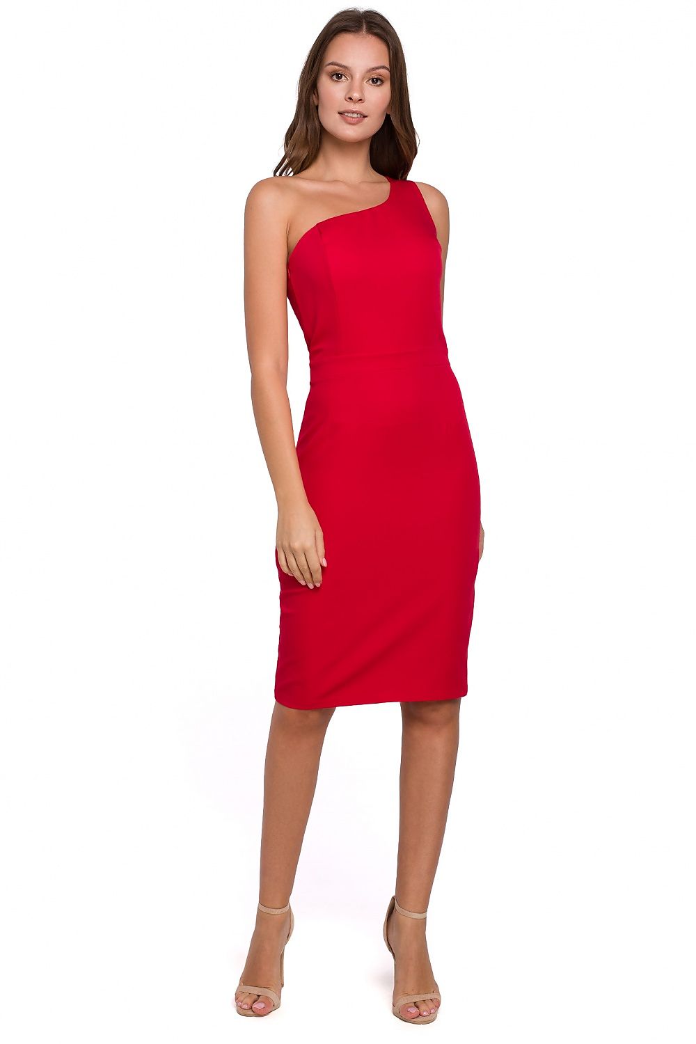 Aansluitende een schouder jurk rood