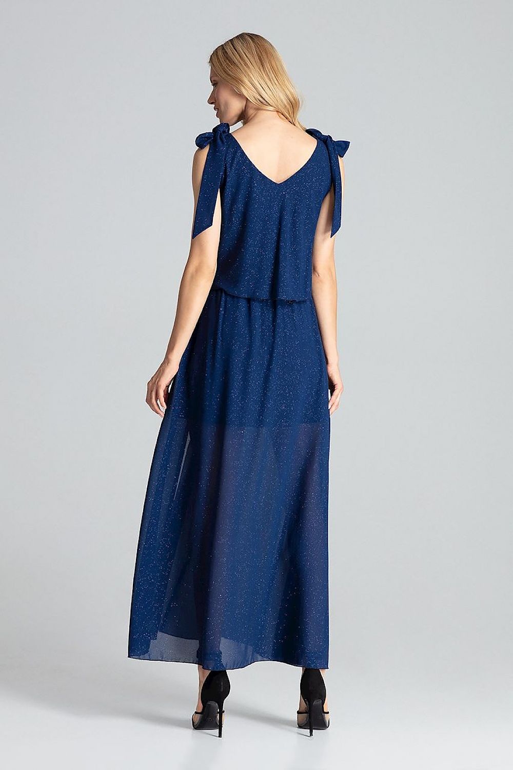 Maxi dress with integrated mini skirt navy