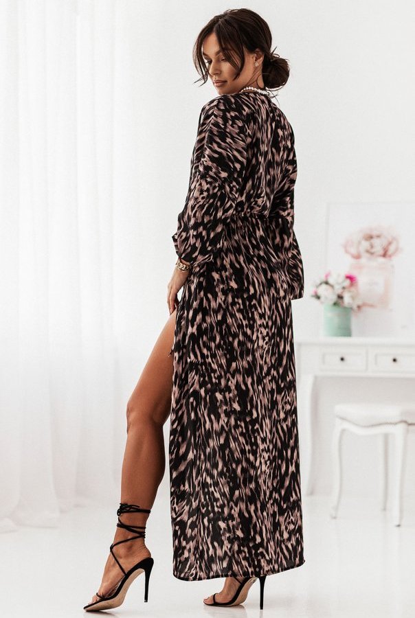 Maxi kimono jurk met overslag panther