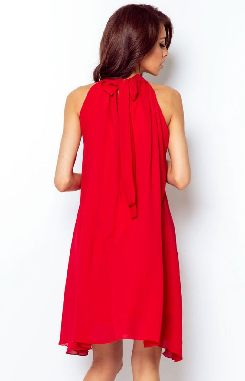 Mouwloze jurk in chiffon red