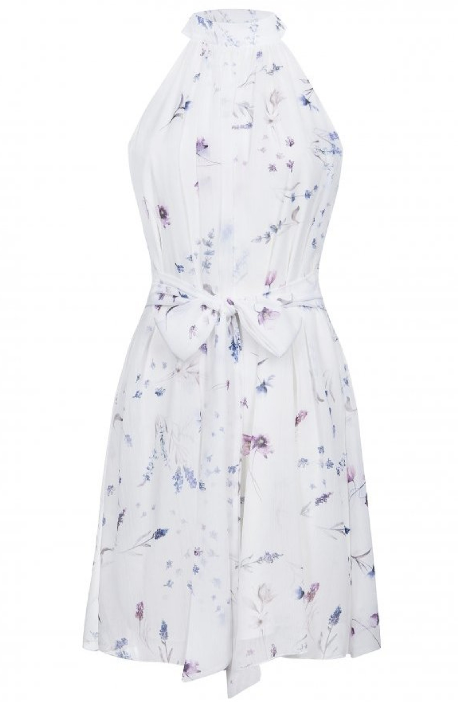 Mouwloze jurk in chiffon veldbloemen