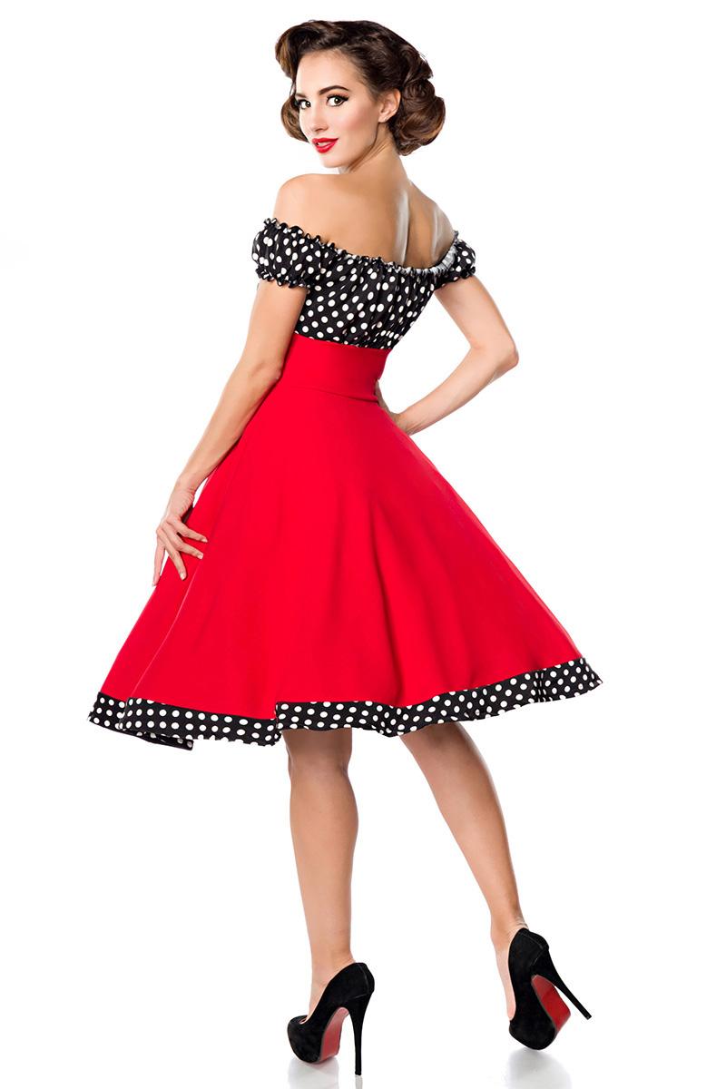 Retro strapless swing jurk rood