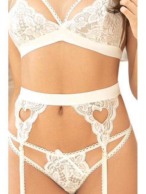 Romantic bra and suspender belt set hearts