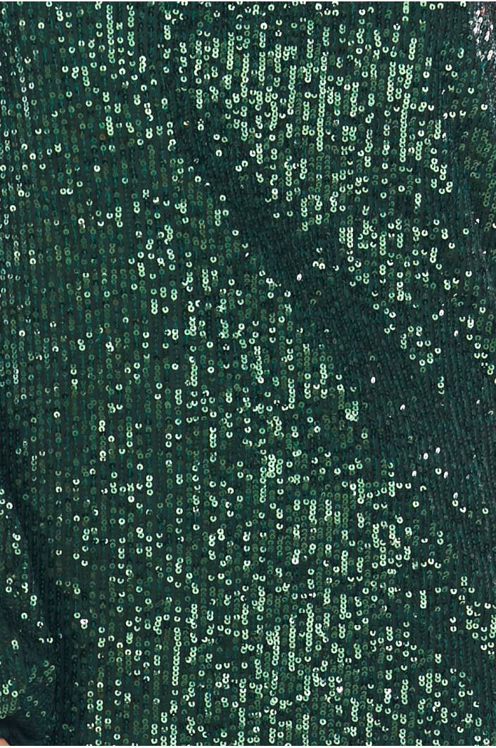 Volant geplooide bandeau mini pailletten jurk groen