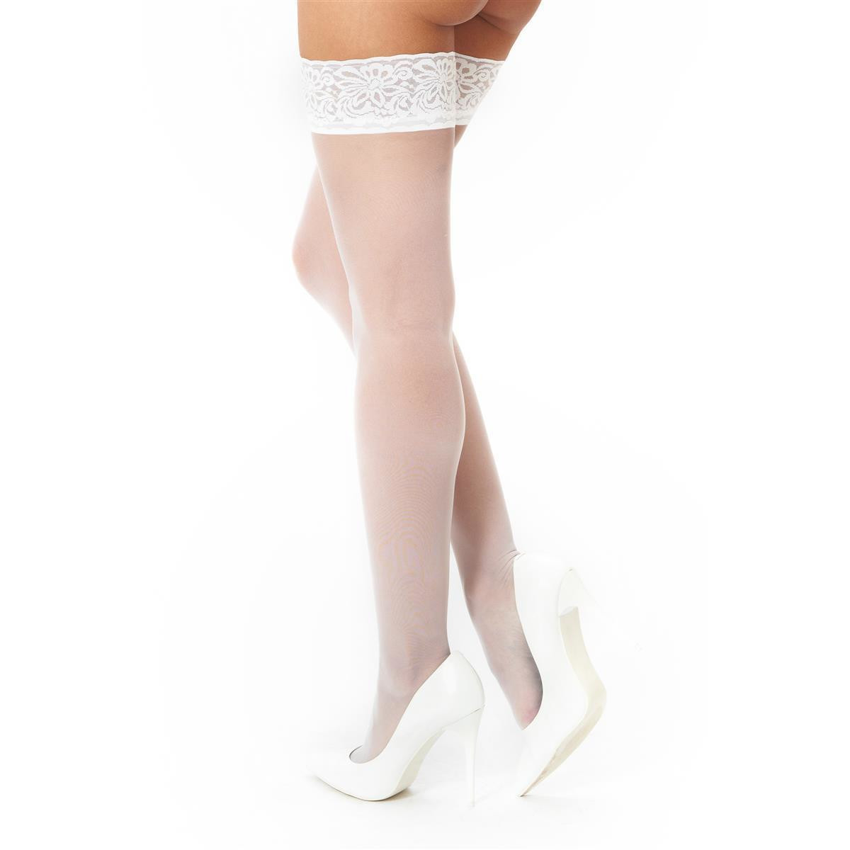 White hold up stockings